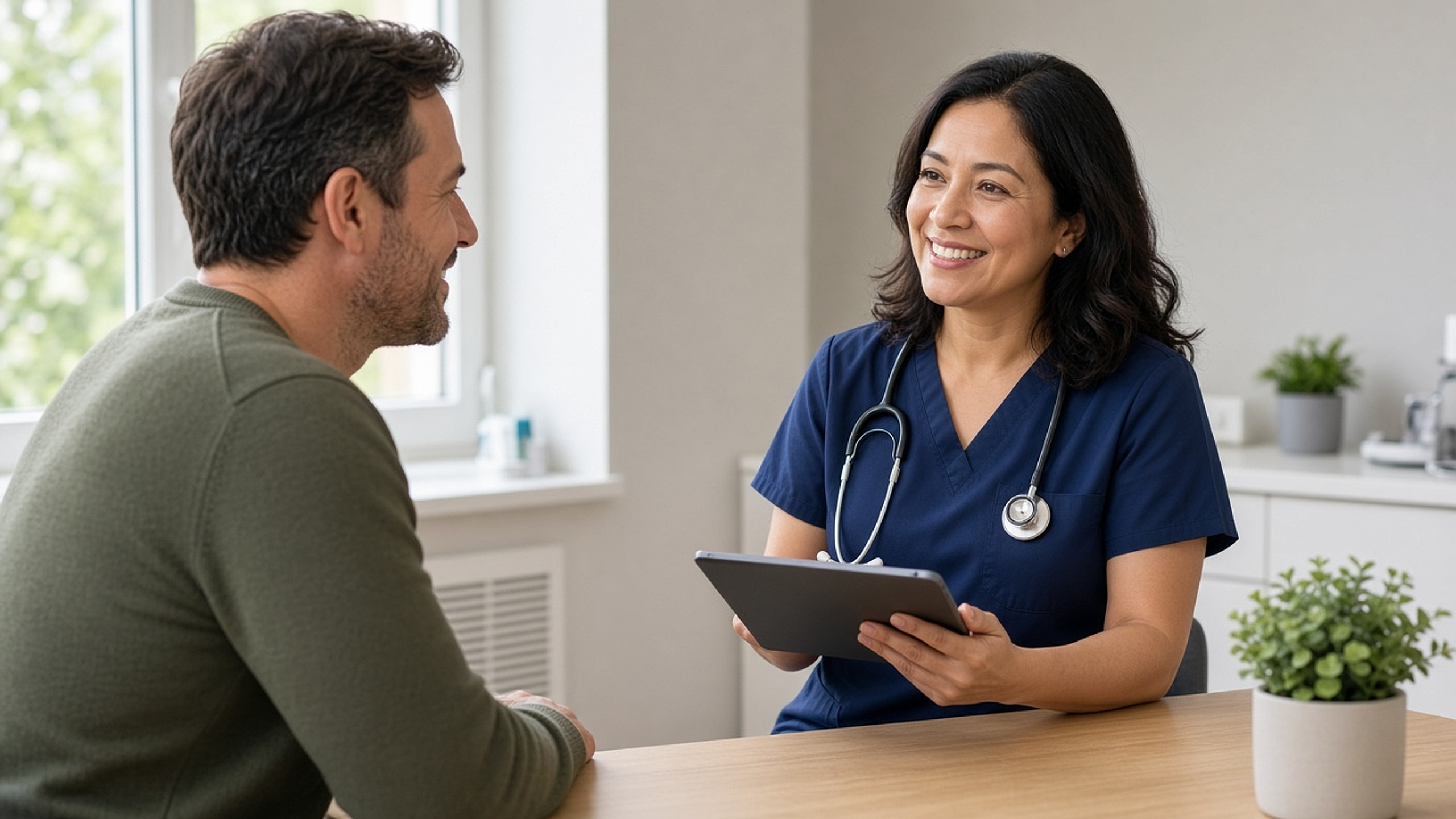 A StarMed clinician explaining care options to a patient